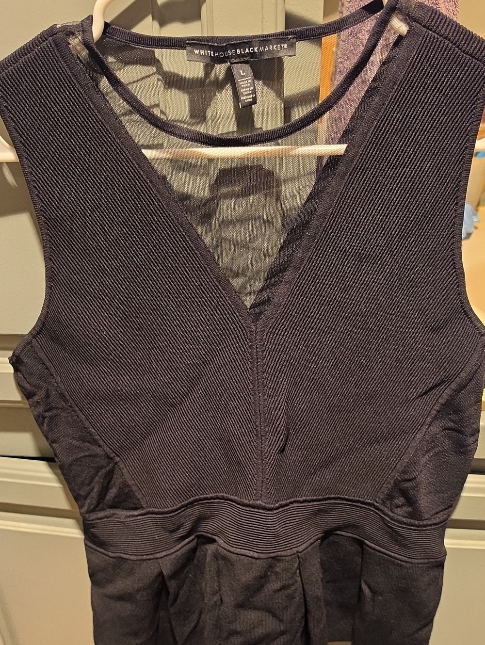 White House Black Market Black V-Neck Peplum Tank